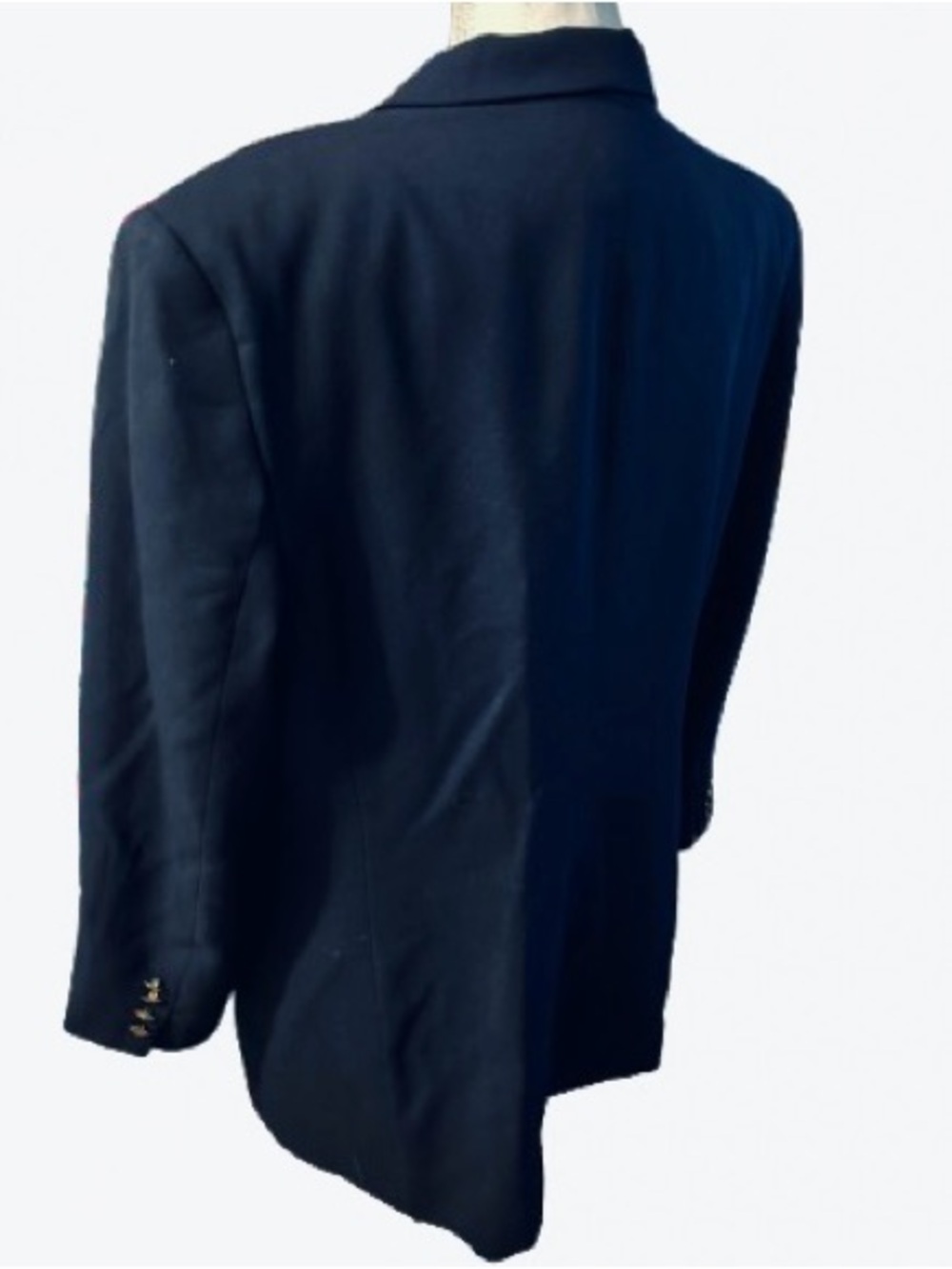 Vintage Wool RALPH LAUREN Navy Blue Blazer Crest Gold Buttons Designer Plus 16 - Picture 3 of 13